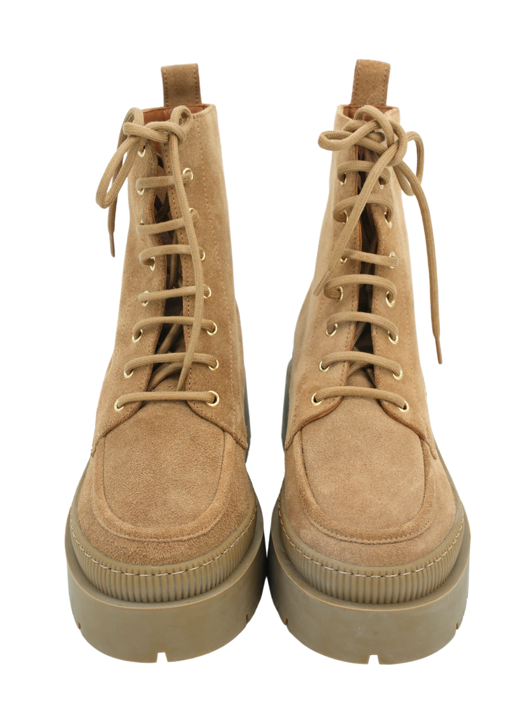 BOBBIES BEIGE FALLON ANTILOPE LACE UP ANKLE BOOTS https www.beckbycharl